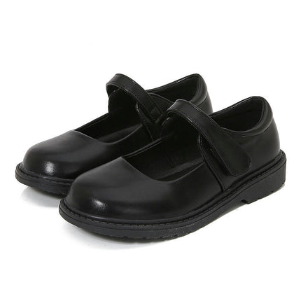 Girls Magic Strap School Uniform Dress Shoe Flats Faux Leather Shoes