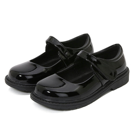 Girls Magic Strap School Uniform Dress Shoe Flats Faux Leather Shoes