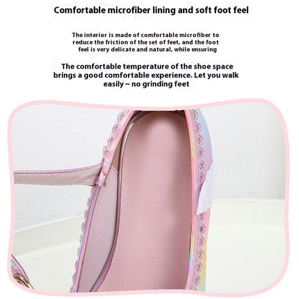 Little Girls with Sequins Shiny Faux Leather Princess Shoes Bow High Heels Show Shoes