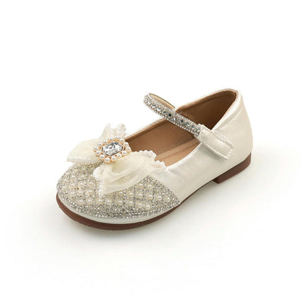 Toddler Girl Princess Shoes Crystal Comfortable Soft Soled Flat Faux Leather Shoes