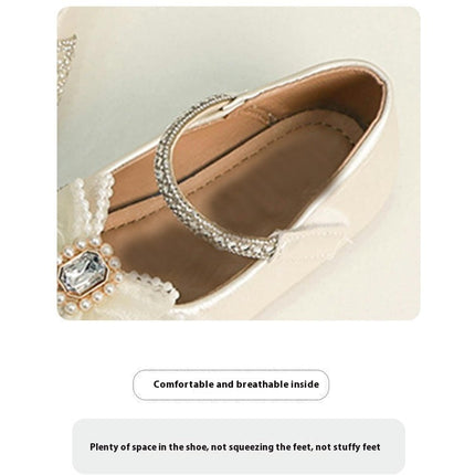 Toddler Girl Princess Shoes Crystal Comfortable Soft Soled Flat Faux Leather Shoes