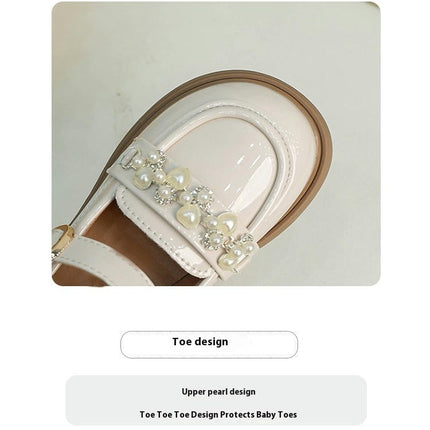 Rhinestones Girls Flat Dress Faux Leather Shoes for Wedding Party