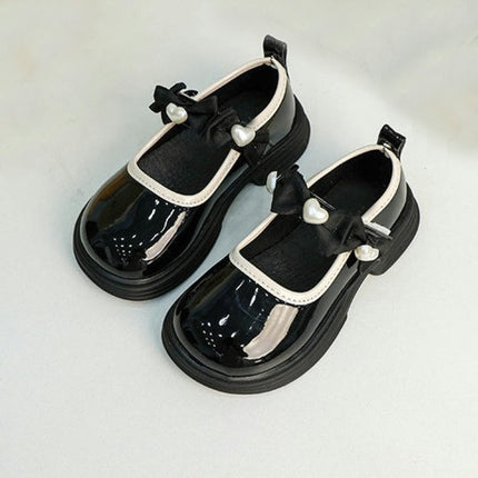 Low Top for Girls Faux Leather Shoes Children Bow Dance Shoes