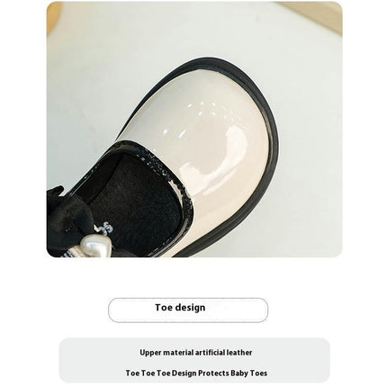 Low Top for Girls Faux Leather Shoes Children Bow Dance Shoes