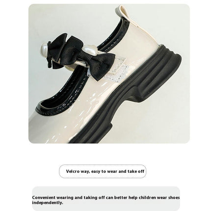 Low Top for Girls Faux Leather Shoes Children Bow Dance Shoes