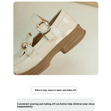 Girls Flat School Uniform Faux Leather Shoes Flat Flower Girl Dress Shoes