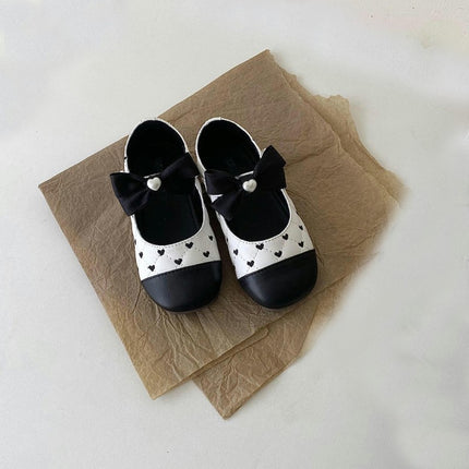 Girls Faux Leather Shoes Cute Bow Wedding Birthday Party Princess Shoes