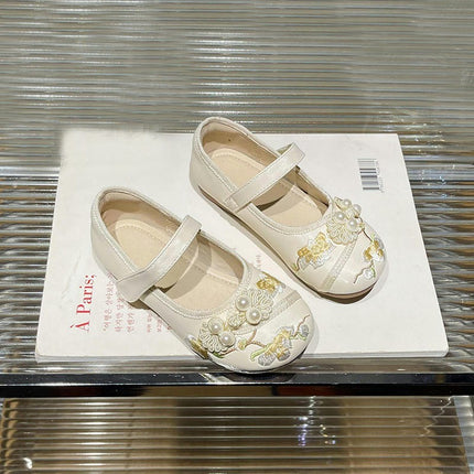 Embroidered Shoes for Little Girls Ethnic Style Traditional Faux Leather Shoes