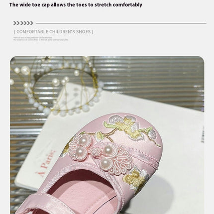 Embroidered Shoes for Little Girls Ethnic Style Traditional Faux Leather Shoes