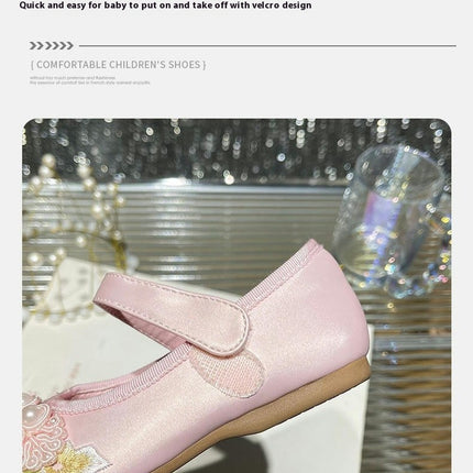 Embroidered Shoes for Little Girls Ethnic Style Traditional Faux Leather Shoes