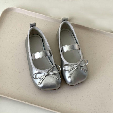 Girls Faux Leather Shoes Soft Sole Wide Shoes Performance Bow Flats Shoes