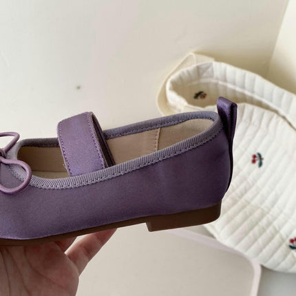 Girls Faux Leather Shoes Soft Sole Wide Shoes Performance Bow Flats Shoes