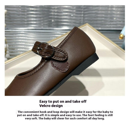 Girls Flats Faux Leather Shoes Flats Party School Uniform Dress Shoes