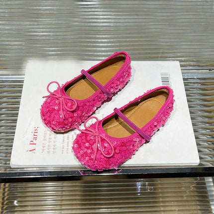 Girls Princess Shoes Soft Sole Flats Faux Leather Shoes Walk Show Performance