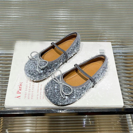 Girls Princess Shoes Soft Sole Flats Faux Leather Shoes Walk Show Performance