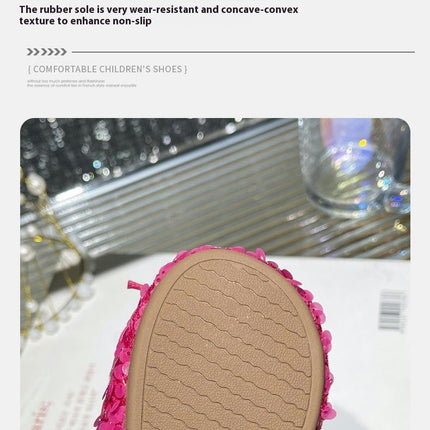 Girls Princess Shoes Soft Sole Flats Faux Leather Shoes Walk Show Performance