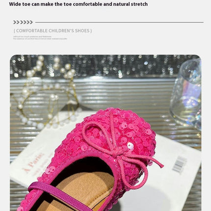 Girls Princess Shoes Soft Sole Flats Faux Leather Shoes Walk Show Performance