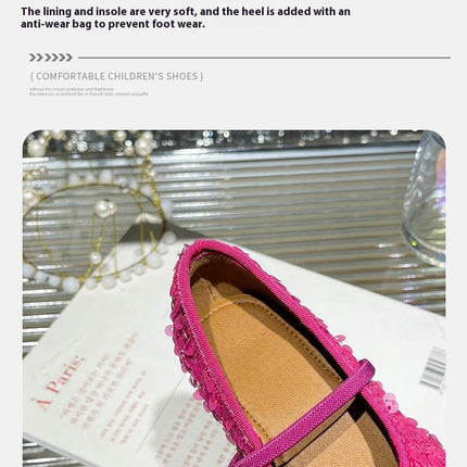 Girls Princess Shoes Soft Sole Flats Faux Leather Shoes Walk Show Performance
