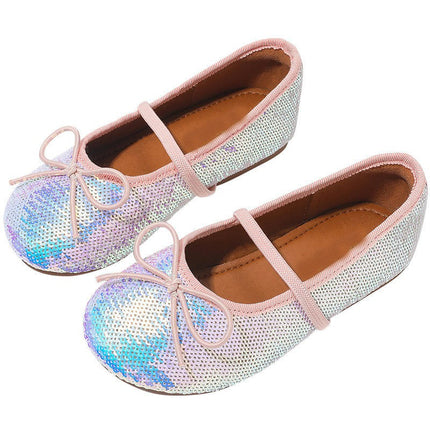 Children Sequined Soft Princess Glitter Shoes Dance Faux Leather Shoes
