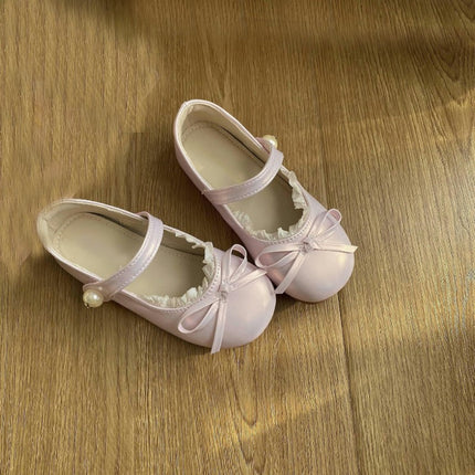 Mary Jane Flats for Little Girls Glittery Dress Princess Faux Leather Shoes