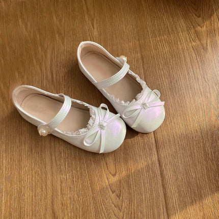 Mary Jane Flats for Little Girls Glittery Dress Princess Faux Leather Shoes