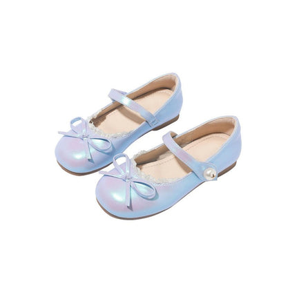 Mary Jane Flats for Little Girls Glittery Dress Princess Faux Leather Shoes