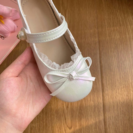 Mary Jane Flats for Little Girls Glittery Dress Princess Faux Leather Shoes