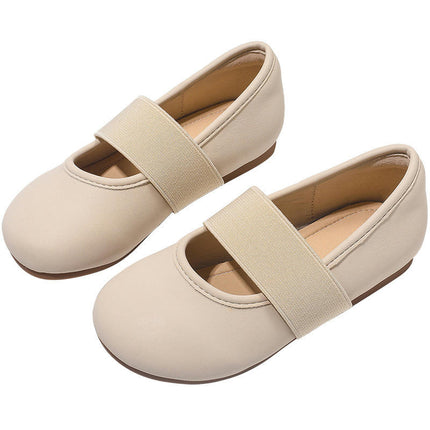 Flats Faux Leather Shoes for Girls Soft Dance Elastic Ballerina