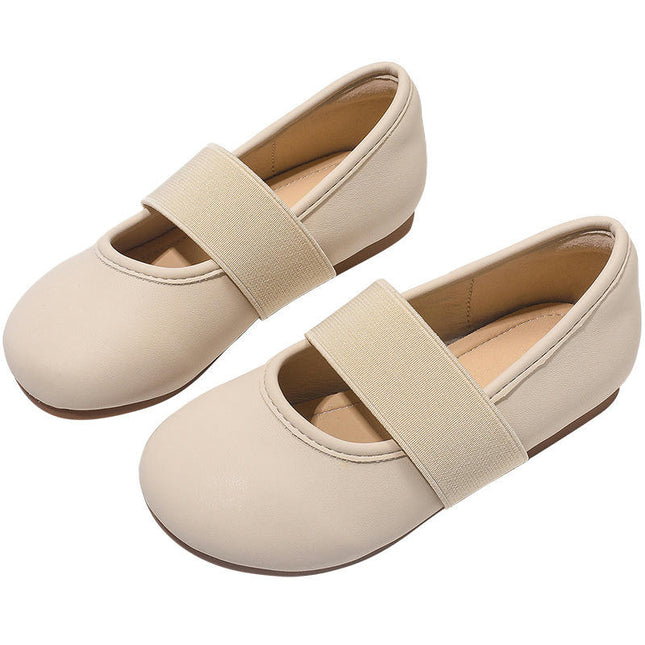 Flats Faux Leather Shoes for Girls Soft Dance Elastic Ballerina