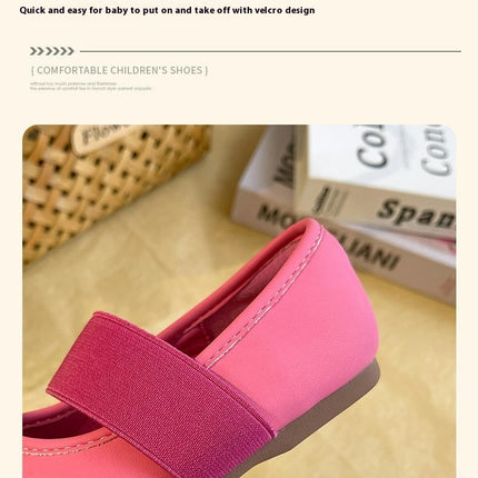 Flats Faux Leather Shoes for Girls Soft Dance Elastic Ballerina