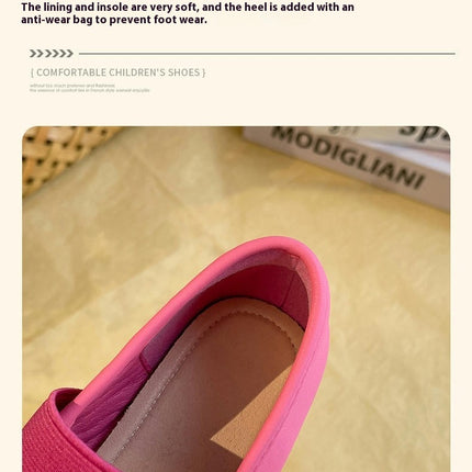 Flats Faux Leather Shoes for Girls Soft Dance Elastic Ballerina