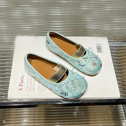Girls Classical Bow Princess Flat Toddler Faux Leather Shoes for Little Kid