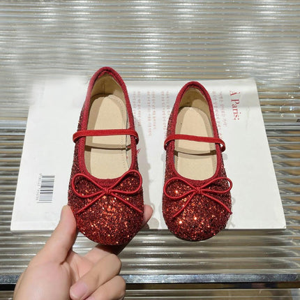 Princess Glitter Shoes Girls Dance Sequined Soft Faux Leather Shoes