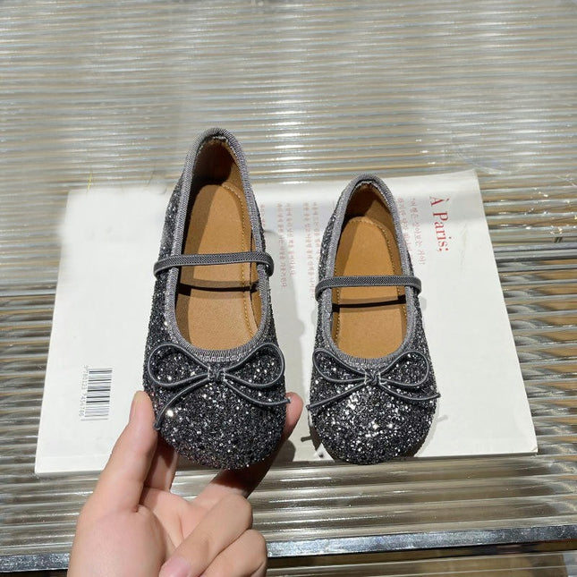 Princess Glitter Shoes Girls Dance Sequined Soft Faux Leather Shoes