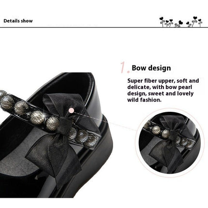 Girls Flats Princess Low Heel Faux Leather School Wedding Party Dress Shoes
