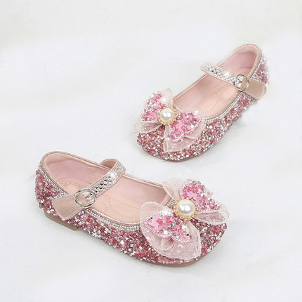 Little Girl's Adorable Party Dress Bow Flat Princess Faux Leather Shoes