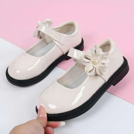 Girls Bow Faux Leather Shoes Comfortable School Style Uniform Shoes 1