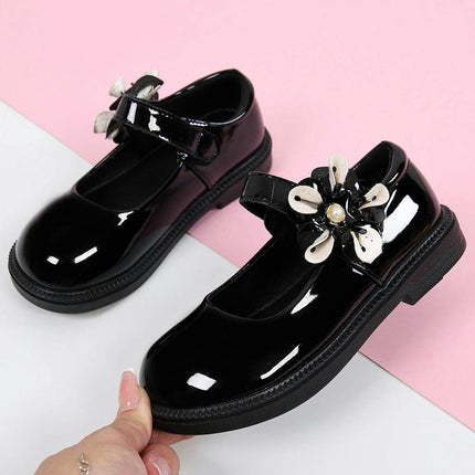 Girls Bow Faux Leather Shoes Comfortable School Style Uniform Shoes