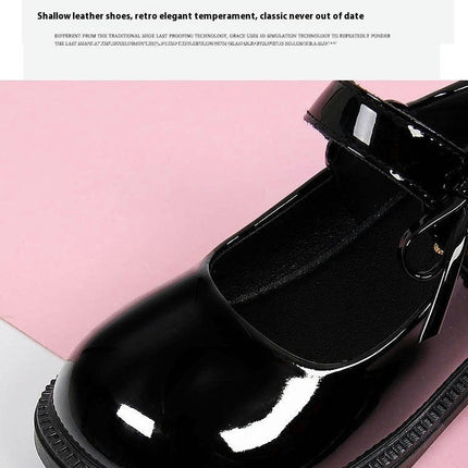 Girls Bow Faux Leather Shoes Comfortable School Style Uniform Shoes 1