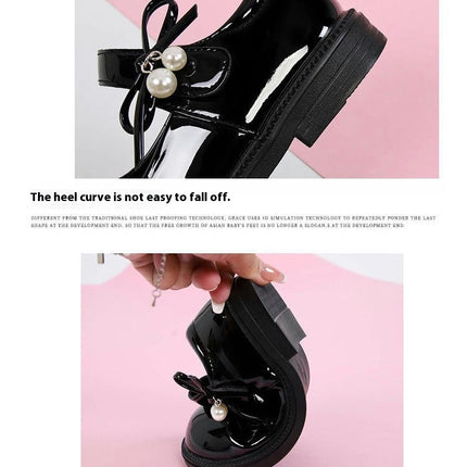 Girls Bow Faux Leather Shoes Comfortable School Style Uniform Shoes