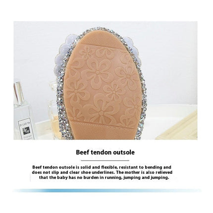Girls Bow Glitter Dress Shoes High Heel Princess Flats Faux Leather Shoes