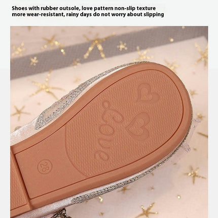 Girls Princess Performance Shoes Pearl Sequin Ribbon Bow Faux Leather Shoes