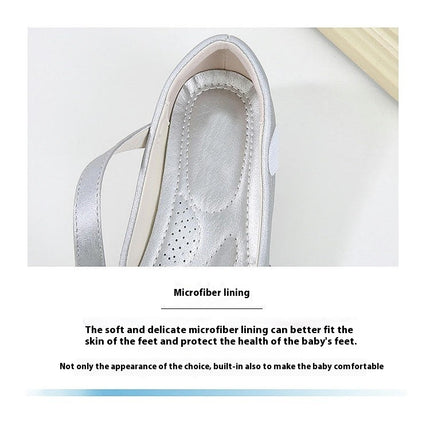 Girls Sequin Bow Shoes Crystal Princess Non Slip Fashion Faux Leather Shoes