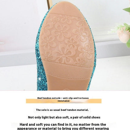 High Fashion Faux Leather Heels Girls Crystal Bling Butterfly Princess Shoes