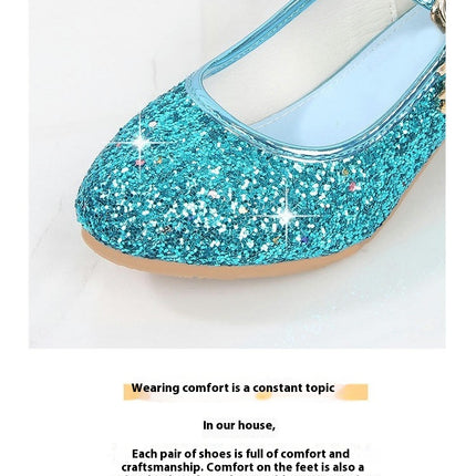 High Fashion Faux Leather Heels Girls Crystal Bling Butterfly Princess Shoes