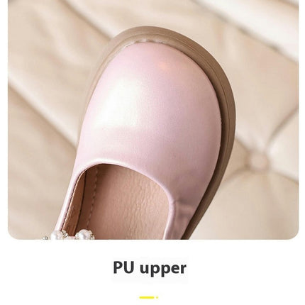 Girl's Fashion Faux Leather Shoes with Rhinestone for Wedding Party