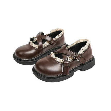 Girls Ballerina Flat Faux Leather Princess Dress Shoes for Wedding School Party