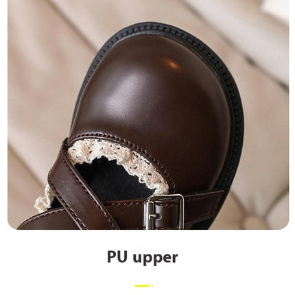 Girls Ballerina Flat Faux Leather Princess Dress Shoes for Wedding School Party