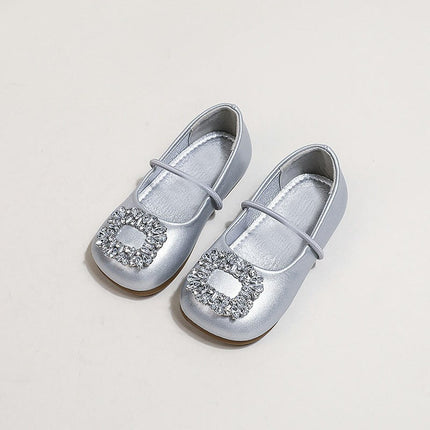 Girls Dress Shoes Rhinestone Princess Ballet Flats Faux Leather Wedding Party