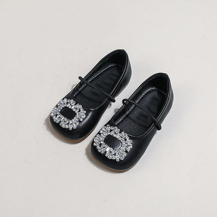 Girls Dress Shoes Rhinestone Princess Ballet Flats Faux Leather Wedding Party